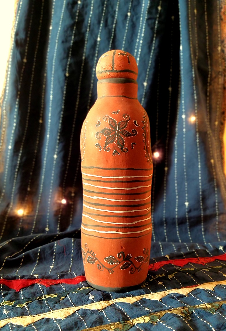 Hand painted Mittikaam 1 Litre WaterBottle 